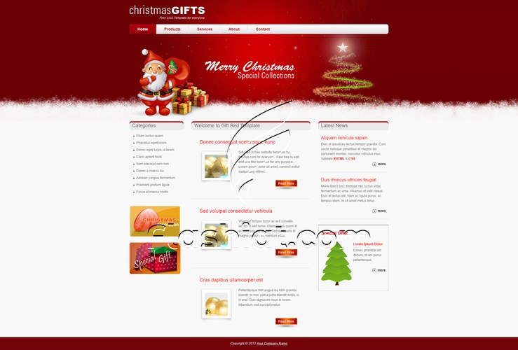 Gift Red - Free XHTML & CSS Template - Flashiat